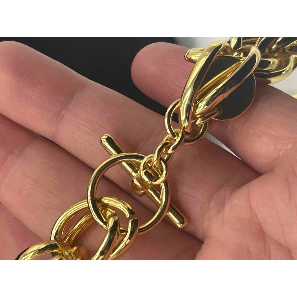 1ar Gold Tone Thick Links Chain Necklace - Picture 3 of 4